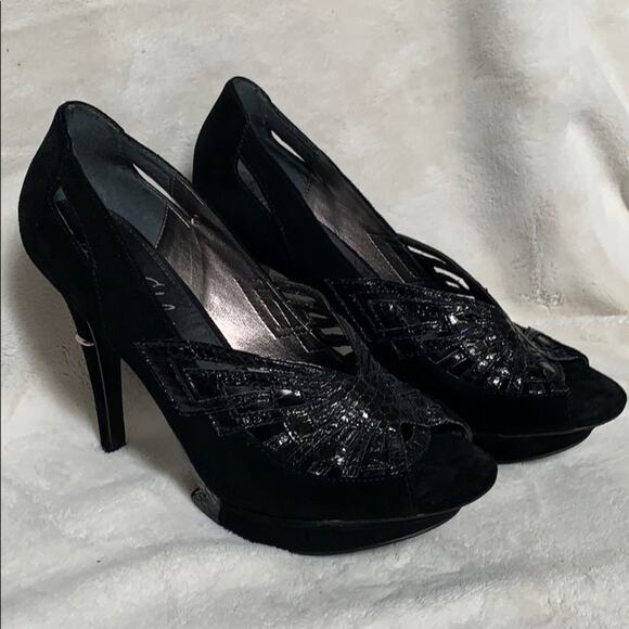Sam Edelman Damen Nixie Suede Snakeskin Open-Toe Pump Heels Size 8 - Picture 1 of 7
